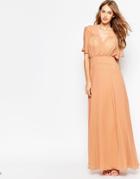 Asos 70's Flippy Maxi Dress With Stitch Shoulder Detail - Yellow