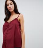 Asos Design Maternity Buttonfront Cami With Ruffle Hem - Purple
