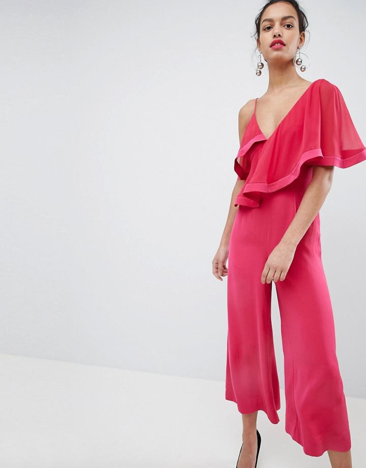 Keepsake Frill Wide Leg Jumpsut-pink