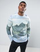 Asos Knitted Sweater With Landscape Design - Multi