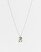 Asos Design Ball Necklace With Bi Plate Teddy Pendant In Mixed Metal-multi