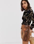Stradivarius Chain Print Shirt - Black