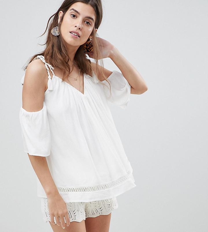 River Island Cold Shoulder Blouse - Cream
