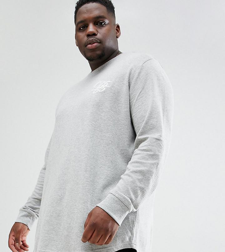Duke King Size Waffle Sweater In Charcoal With Curved Hem - Gray