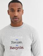 Threadbare Organic Cotton Reduce Reuse Recycle Slogan Sweat-shirt In Gray