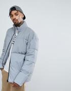 Asos Oversized Puffer Jacket In Reflective Silver - Silver