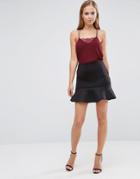 Asos Scuba Mini Skirt With Pep Hem - Black