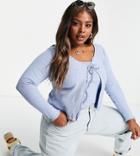 Cotton: On Curve Rib Cami And Cardi Twin Set In Blue Floral-blues