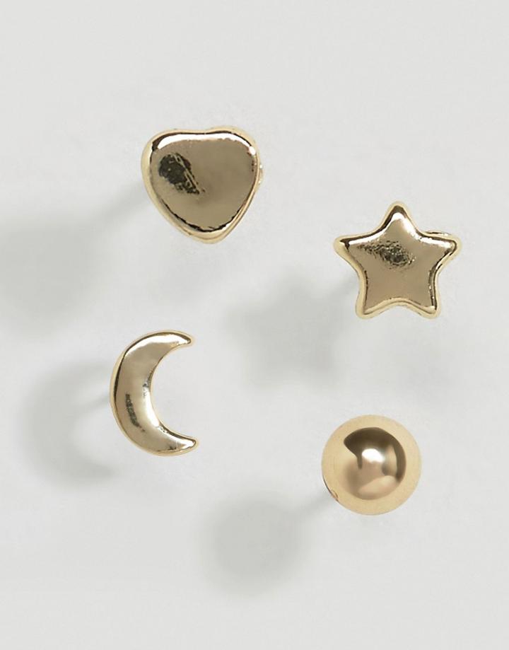 Pieces Hinna Stars And Moons Earrings - Gold
