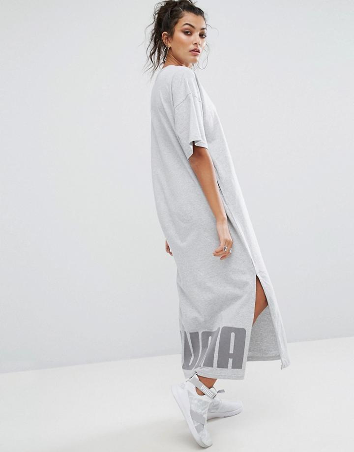 Puma T-shirt Maxi Dress In Gray - Gray