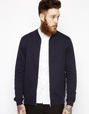 Asos Bomber In Jersey - Navy