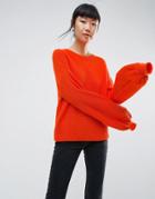 Asos Sweater With Volume Sleeve - Orange