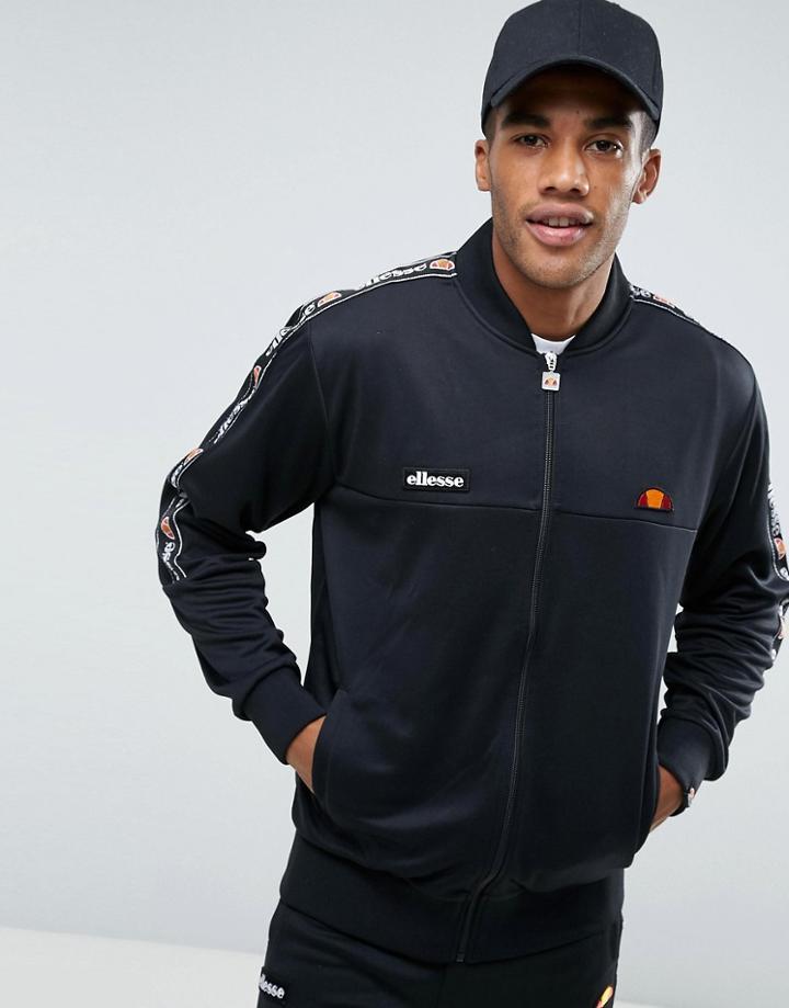 Ellesse Bomber Track Jacket With Logo Taping - Black