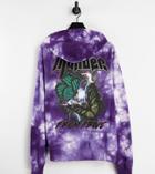 Collusion Unisex Oversized Hoodie With Grunge Butterfly Print In Purple Tie Dye