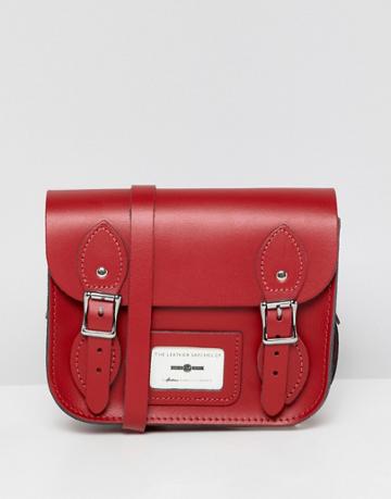 The Leather Satchel Company Double Buckle Mini Satchel - Red