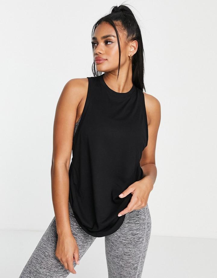 Asos 4505 Yoga Tank Top With Twist Back-black