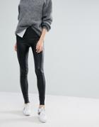 Moss Copenhagen High Waisted Skinny Leather Pants - Black