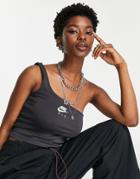 Nike Air Cropped Logo Asymmetric Tank In Black Heather