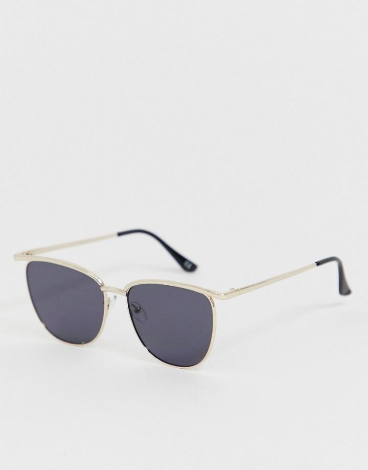 Asos Design Retro Sunglasses With Gold Frame And Black Lenses - Gold