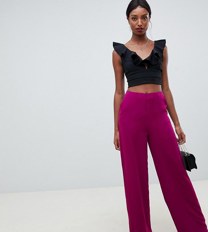 Missguided Tall Wide Leg Pants In Purple - Purple