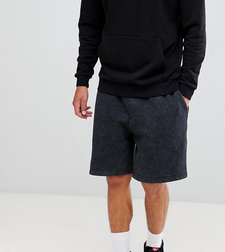 Reclaimed Vintage Inspired Overdye Short In Washed Black - Black