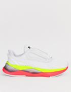 Puma Training Lqd Cell Shatter Xt Sneakers In White With Neon Pops - White