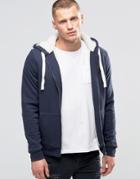Blend Fleece Lined Hooded Sweatshirt Zipthru Blue Nights - Navy