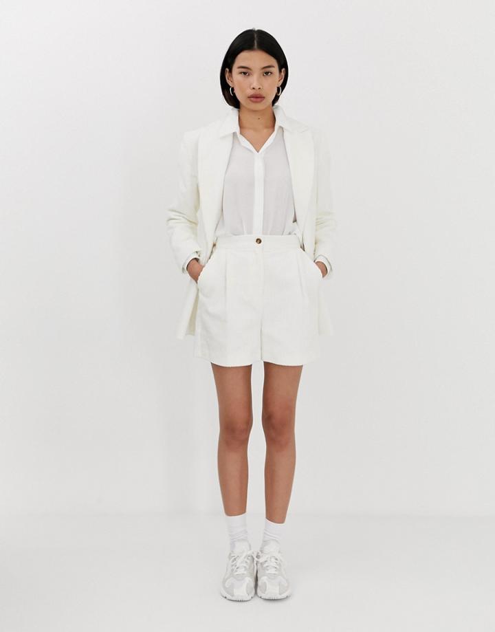 Asos Design Cream Cord Suit Shorts - Cream