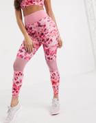 Wolf & Whistle Curve Eco Leggings In Pink Petal Print