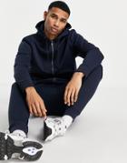 Threadbare Full Zip Hoodie & Sweatpants Tracksuit Set In Navy