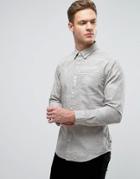 Esprit Oxford Shirt In Slim Fit With Button Down Collar And All Over Ditsy Print - White