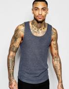 Asos Muscle Waffle Jersey Tank In Blue - Navy