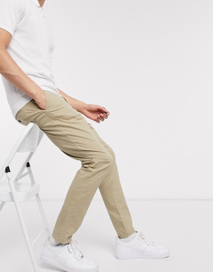 New Look Slim Chino Pants In Stone-neutral