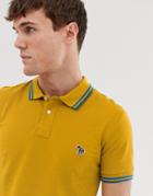 Ps Paul Smith Slim Fit Zebra Tipped Polo In Mustard