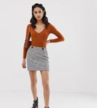 Miss Selfridge Mini A-line Skirt In Boucle Check-pink