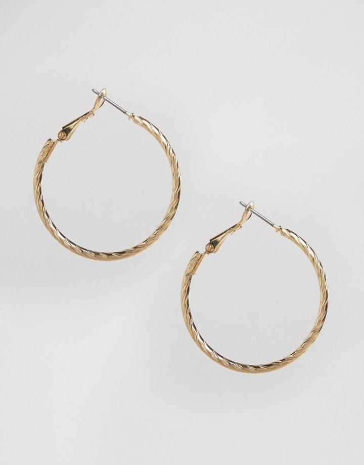 Asos Large Etched Hoop Earrings - Gold