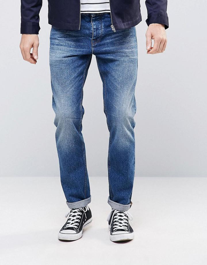 Asos Slim Jeans In Retro Dark Wash - Blue