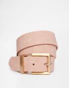 Asos Blush Belt With Rose Gold Buckle Detail - Pink