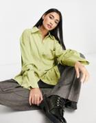 Lola May Oversized Shirt In Olive Green