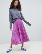 Asos Design Longer Length Pleated Midi Skirt - Multi