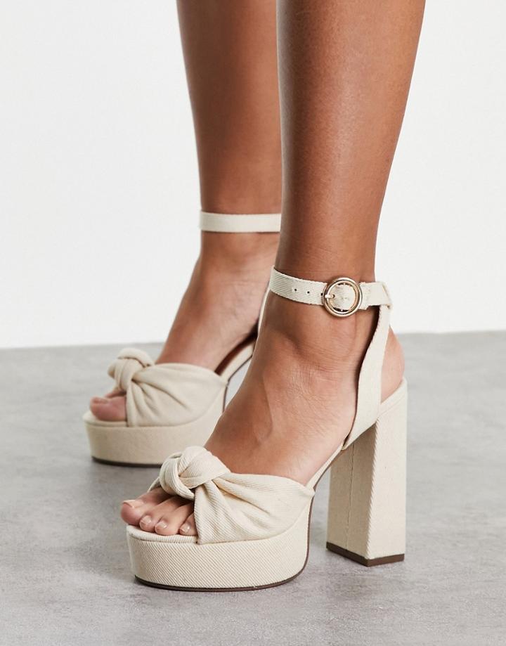 Asos Design Neptune Platform High Heeled Sandals In Off White