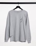 Asos Dark Future Long Sleeve T-shirt In Gray Marl With Script Logo-grey