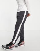 Asos Design Oversized Sweatpants With Side Stripe In Washed Black-grey