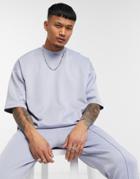 Asos Design Co-ord Oversized T-shirt With Half Sleeve In Purple Scuba
