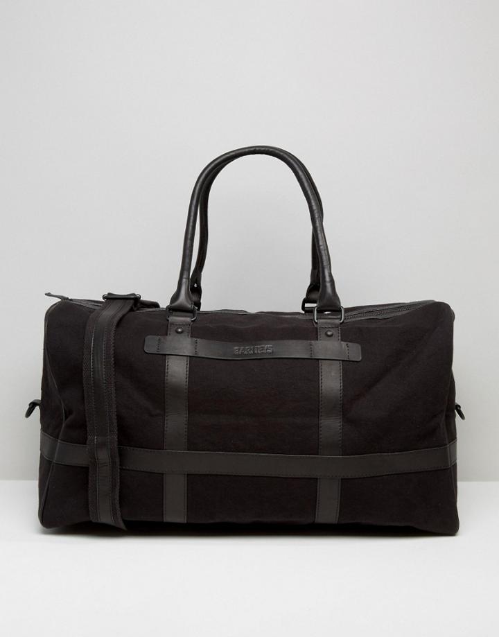 Barneys Canvas Carryall In Black With Leather Trims - Black