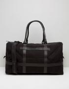 Barneys Canvas Carryall In Black With Leather Trims - Black