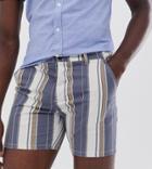Asos Design Tall Skinny Shorter Shorts In Washed Stripe - Gray