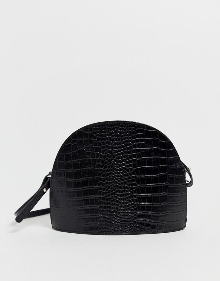 Vagabond Shannon Black Croc Leather Dome Cross Body Bag