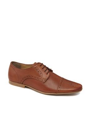 Asos Brogue Shoes In Leather - Tan Leather