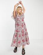 Violet Romance Ruffle Detail Midaxi Dress In Paisley Print-multi